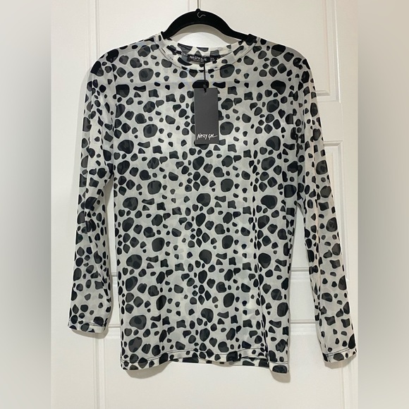 LEOPARD PRINT MESH TOP By Nasty Girl Size 10 US - Picture 5 of 8
